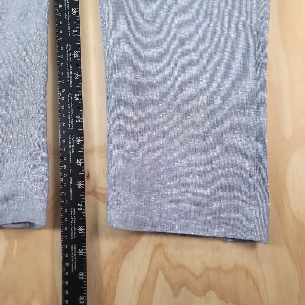 Bar III Dress Pants Mens Size 31x30 Blue 100% Linen Slim Fit Straight Preppy - Picture 8 of 15